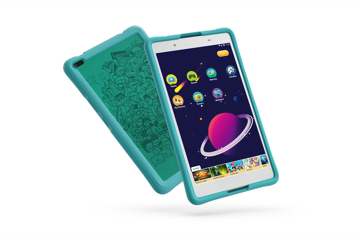 lenovo mwc refresh yoga miix flex tab4 04 8inch hd with kids bumper blue hero front facing right white