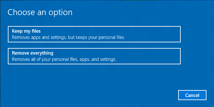 Choose an Option Reset