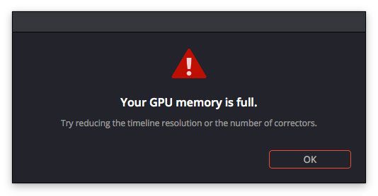 DaVinci Resolve GPU Memory Full