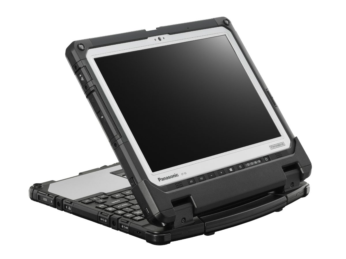 panasonic introduces rugged windows 10 2 in 1 toughbook cd 33 mwc 2017 fm171 presentation mode left