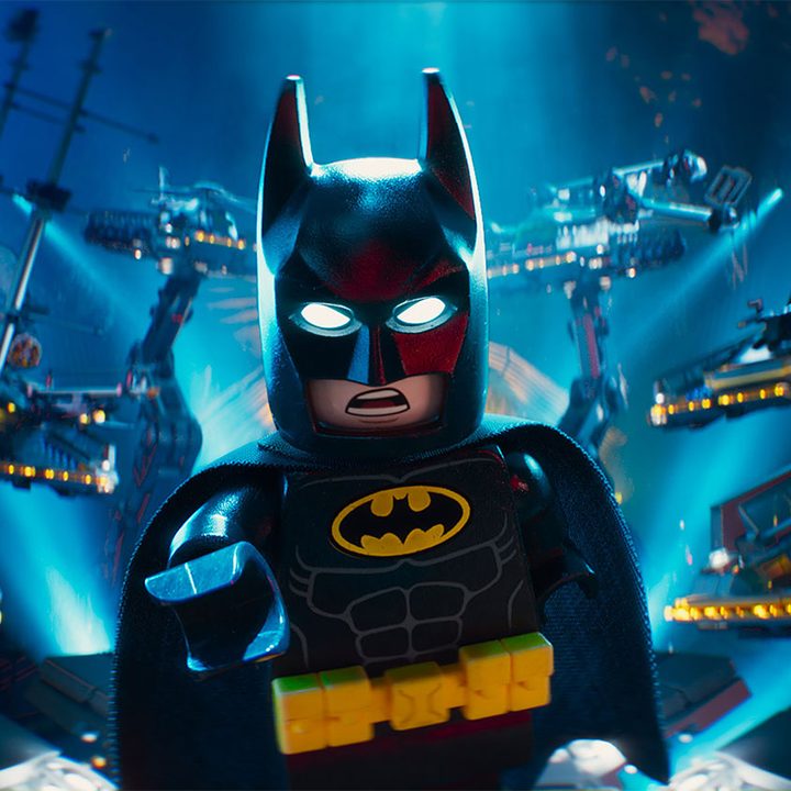 Batman points to the camera in The Lego Batman Movie.