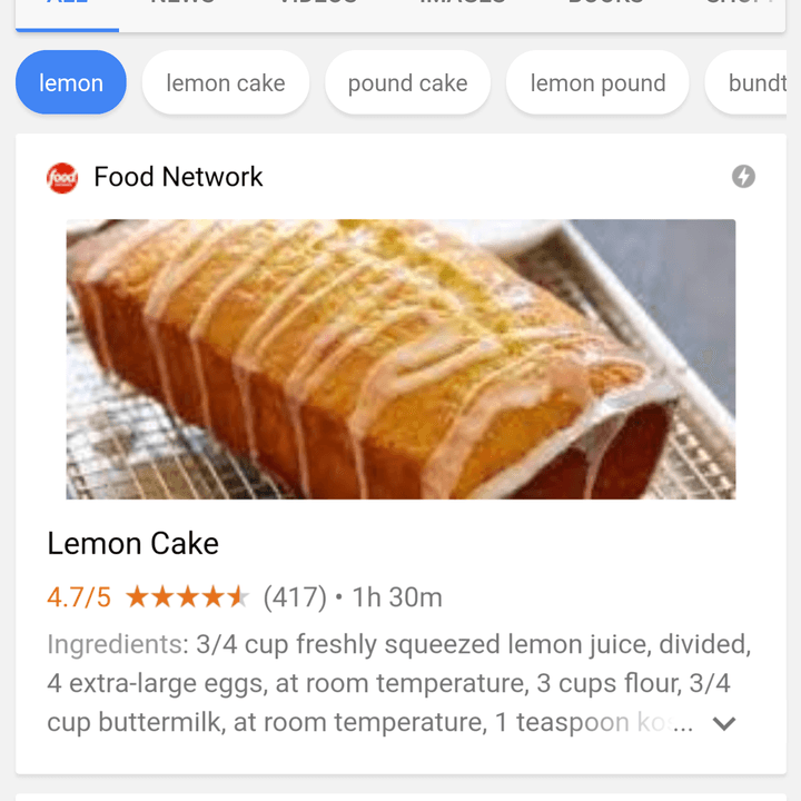 google recipes search