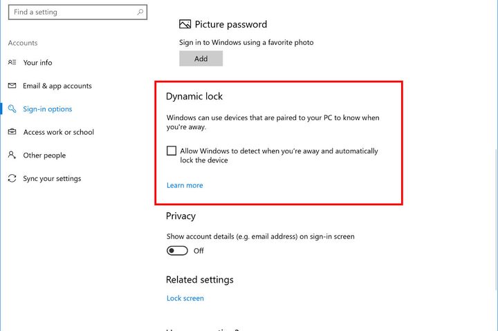 Windows 10 Dynamic Lock