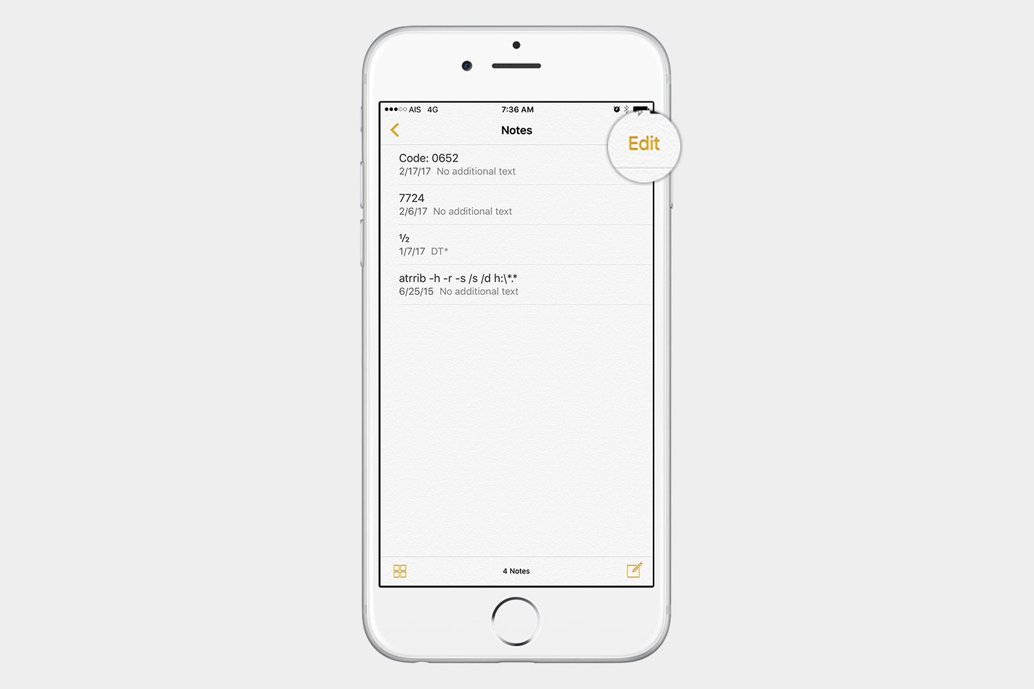 deleting notes ios