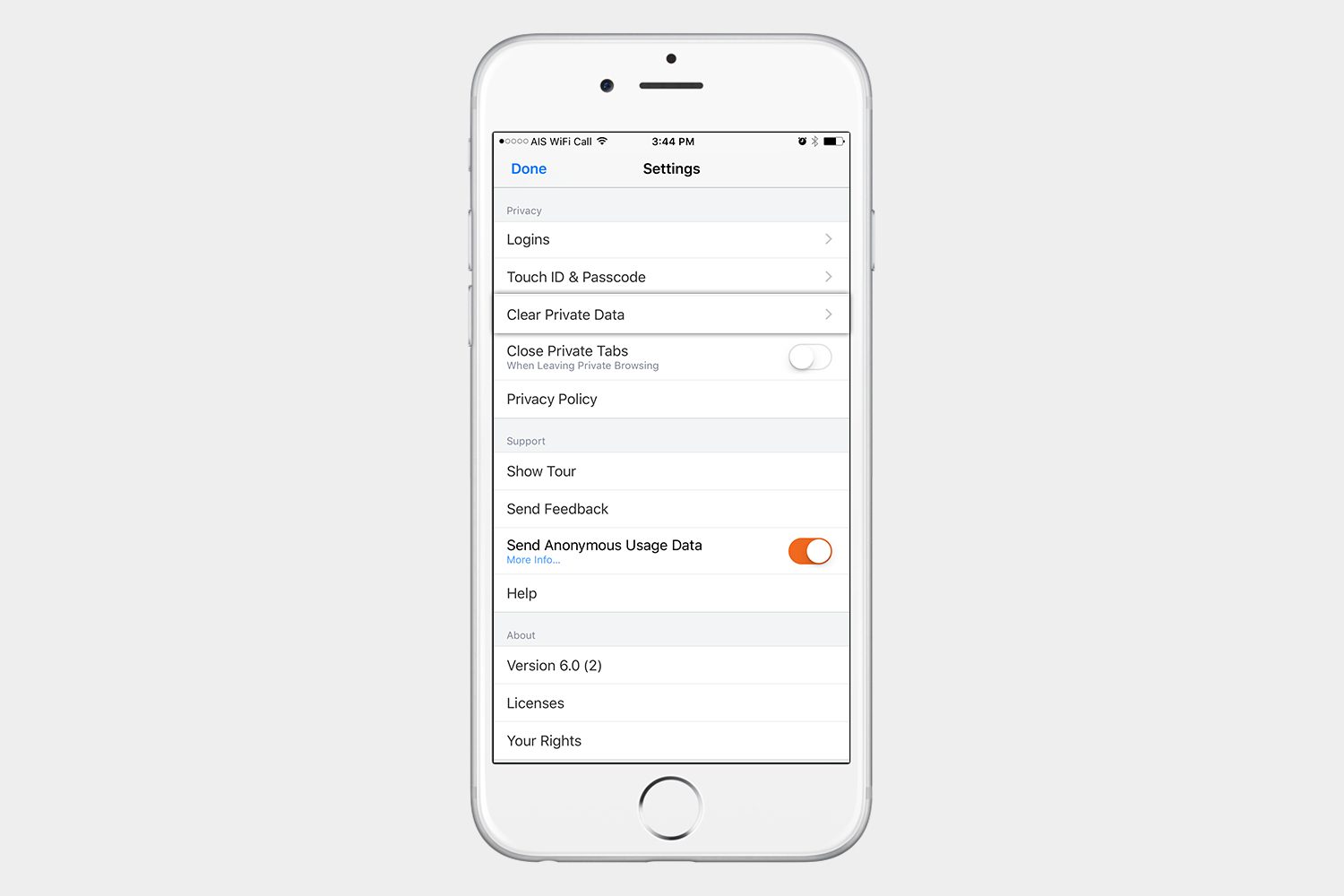 firefox clearing history ios
