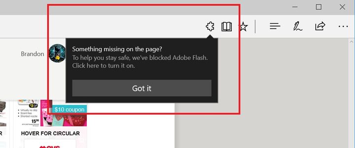 Microsoft Edge Flash Prompt