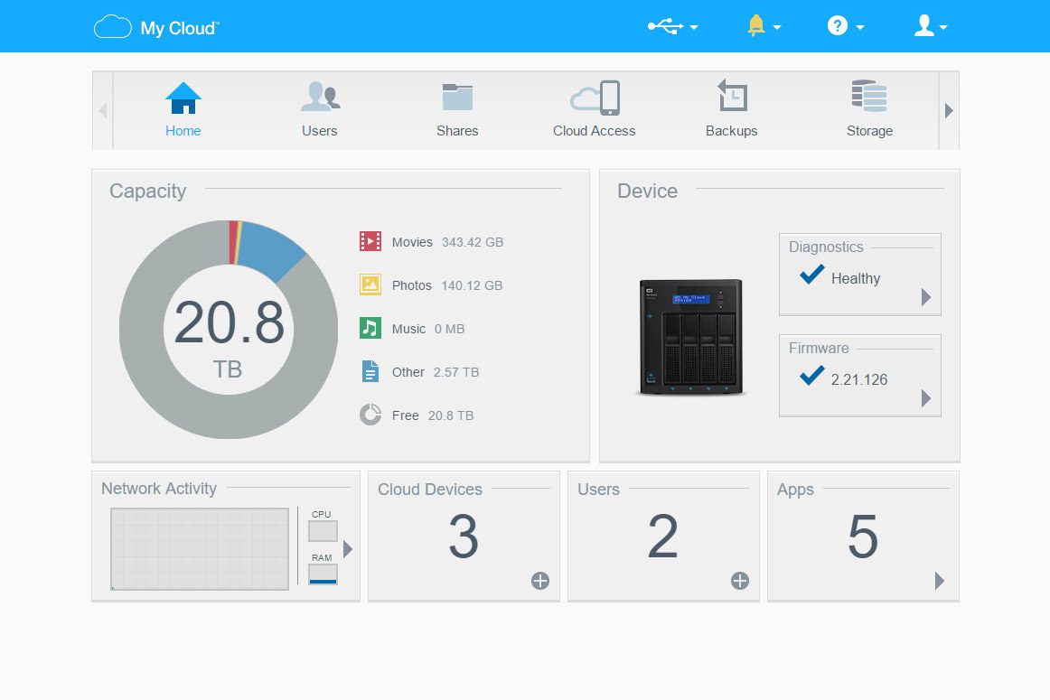 wd pr4100 nas review mycloud control panel