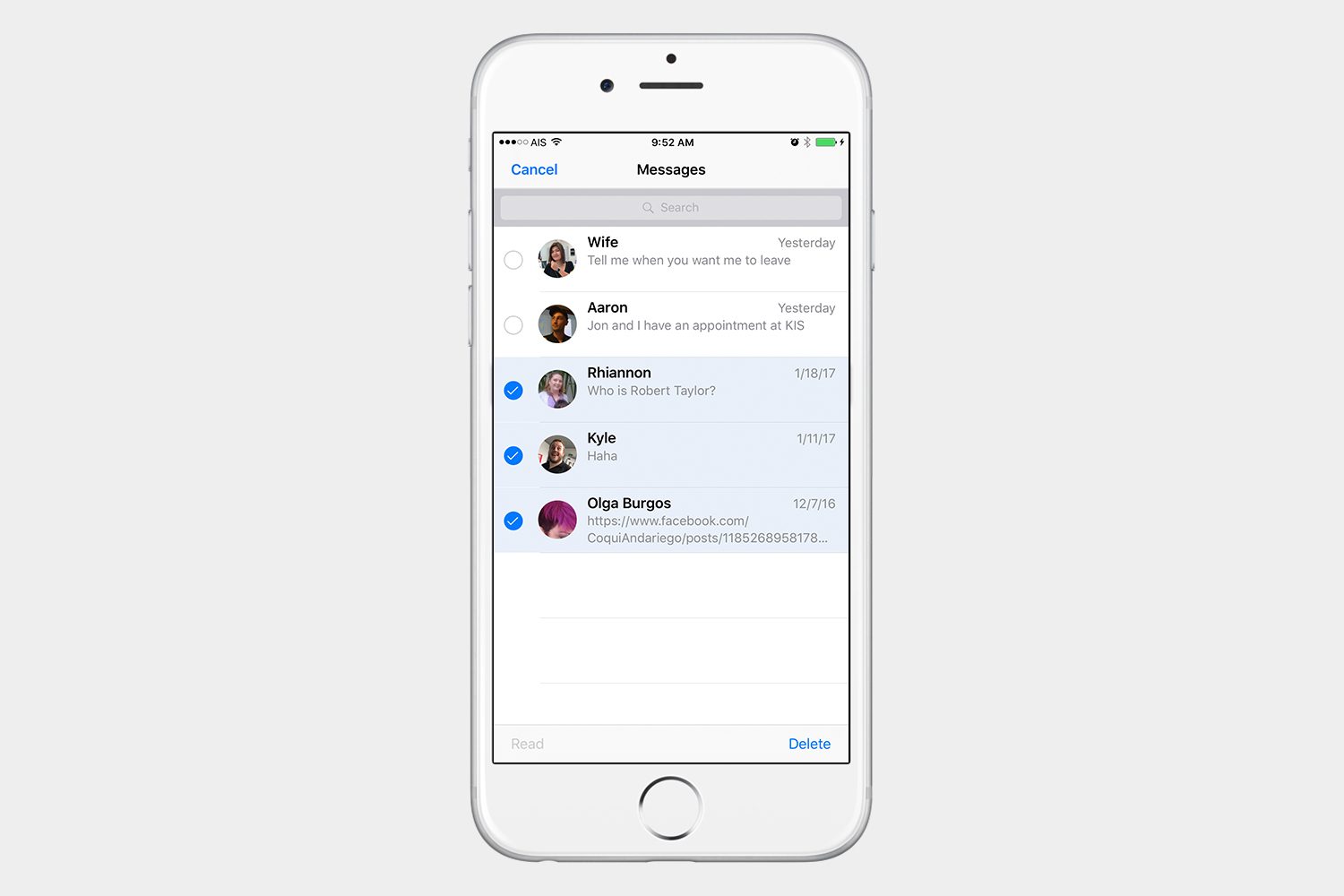 select messages to delete ios 10 2