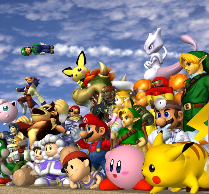 The full roster of fighters for Super Smash Bros Melee.