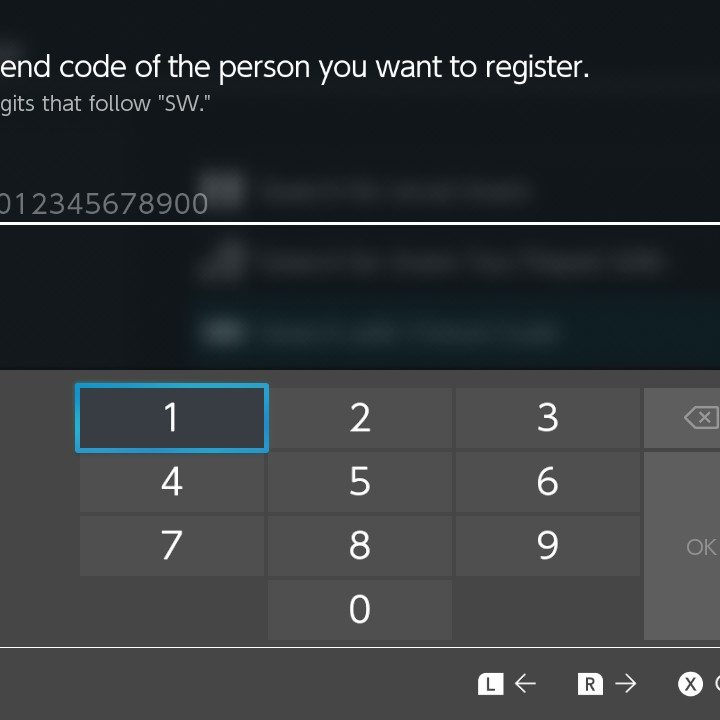 Nintendo Switch friend code screen
