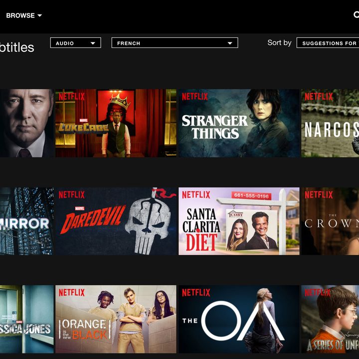 Several Netflix titles to choose from in the Netflix app.