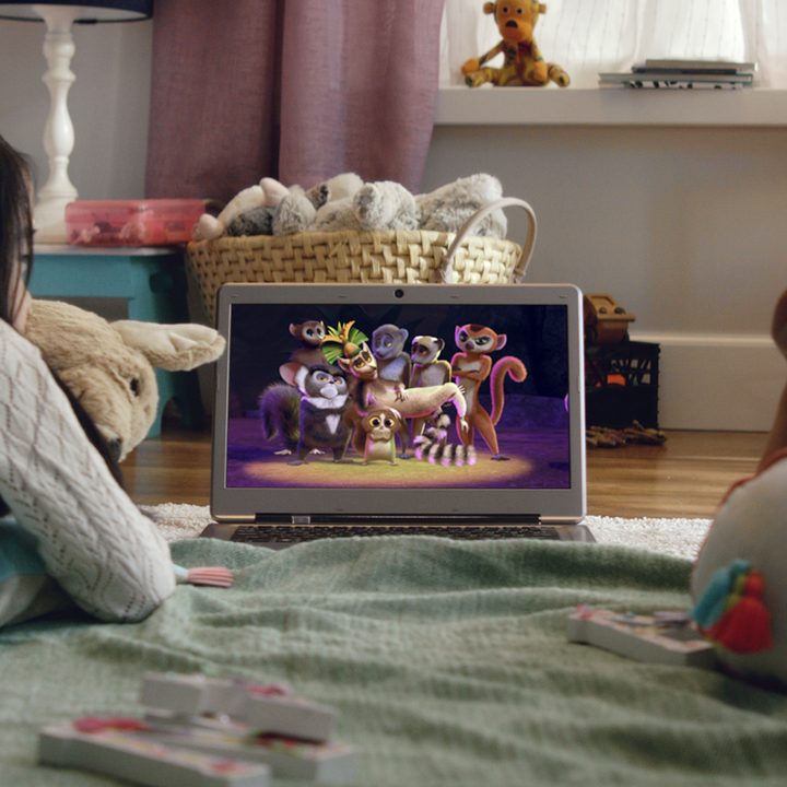 Two people using a laptop to watch Netflix.
