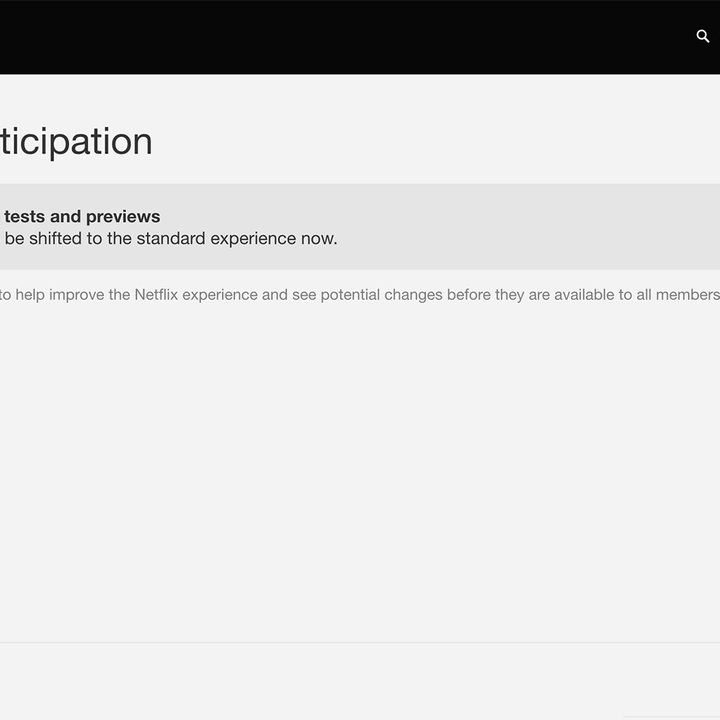The Test Participation screen on the Netflix site.