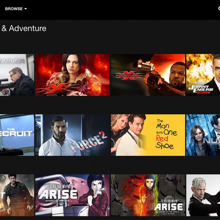 Several titles to choose from in the Netflix app.