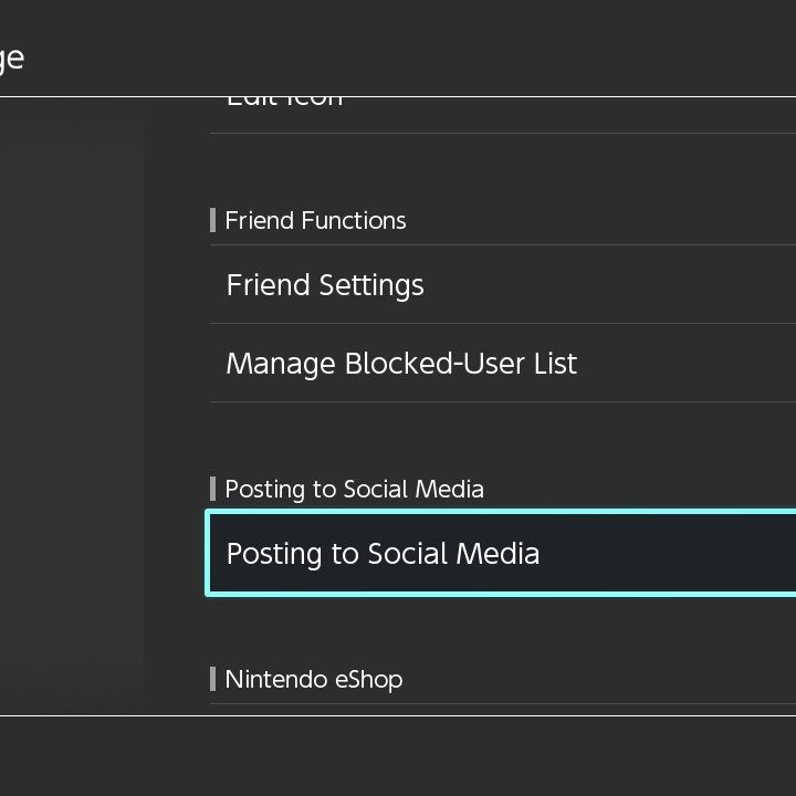 Nintendo Switch posting to social media