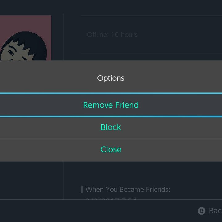 Nintendo Switch remove friend