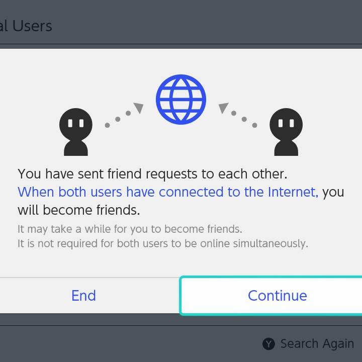 Nintendo Switch pending local friend request