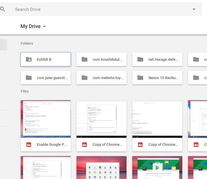 Screenshot showing main Google Drive interface.