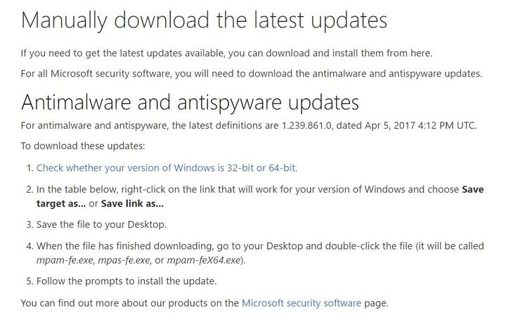 Malware Updates Windows Defender