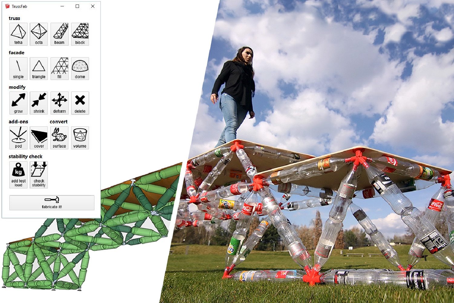3d printing plastic bottles trussfab bridge editor real