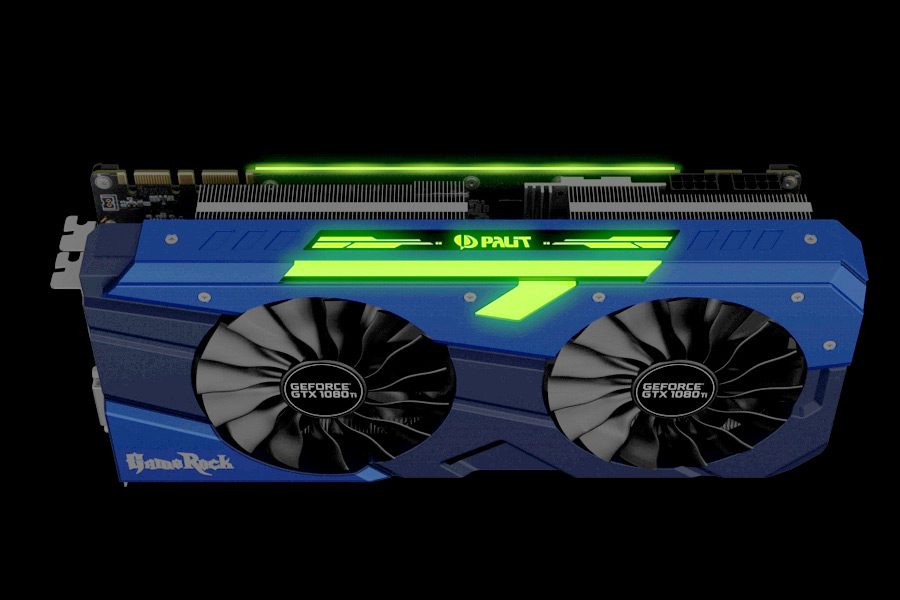 Palit GameRock GTX 1080 Ti cards are cooled by four counter
