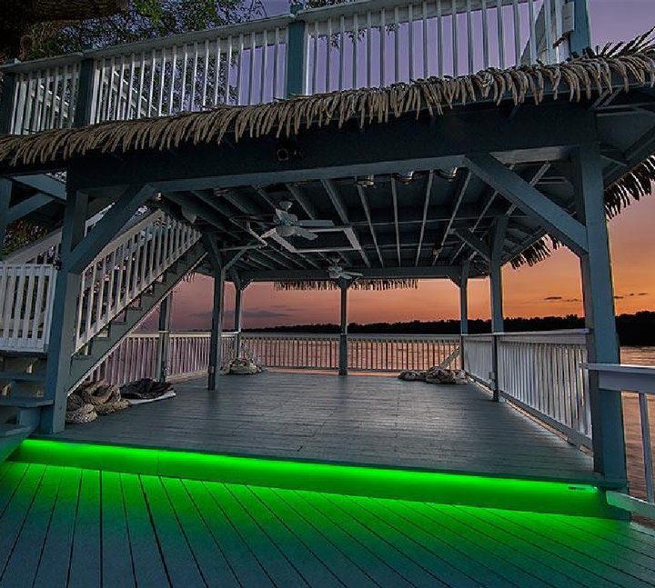 Outdoor green LED strip.