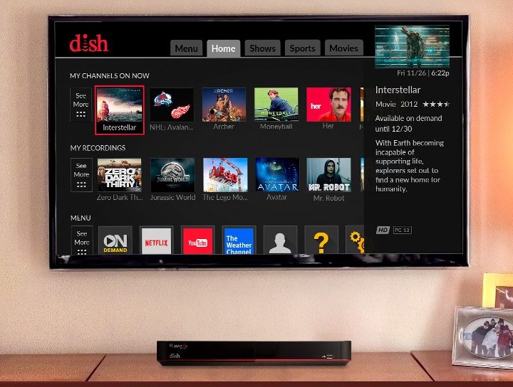 4K content featured on the Dish Network home screen.