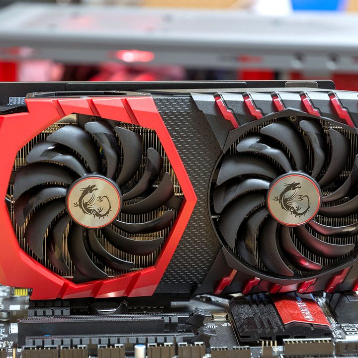 MSI Radeon RX 580 Gaming X+ 8G installed in a computer.