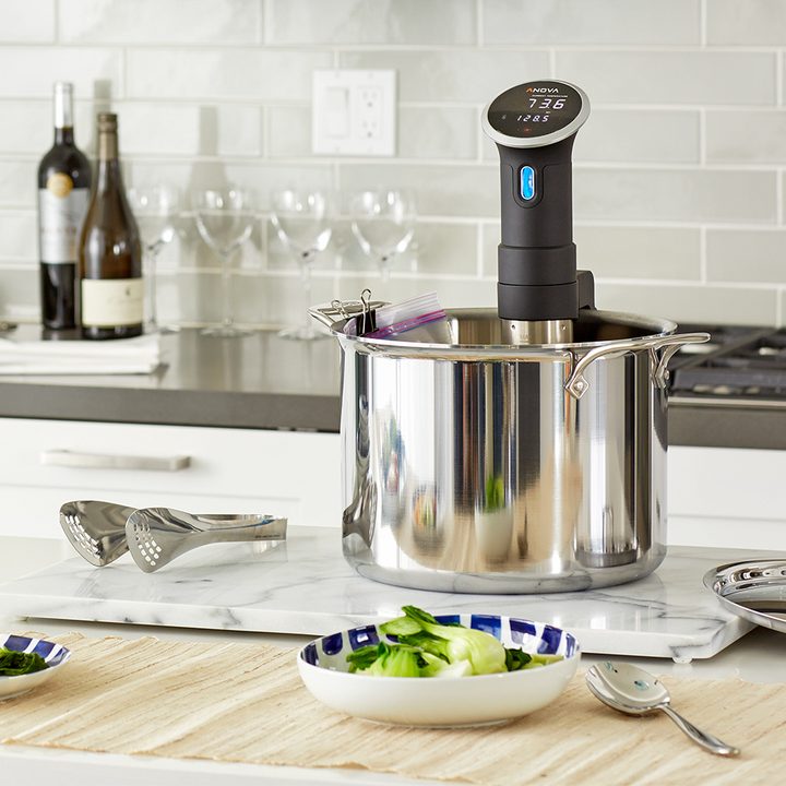 Anova Sous Vide Precision Cooker Wi-Fi (2nd Generation) on a kitchen counter.