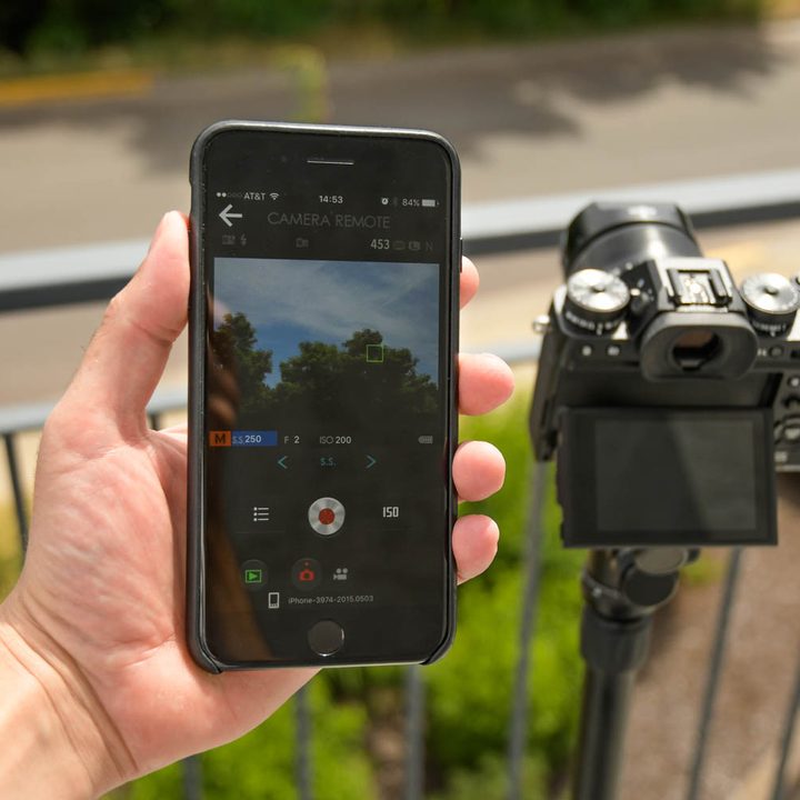 A smartphone can be used to control a camera.