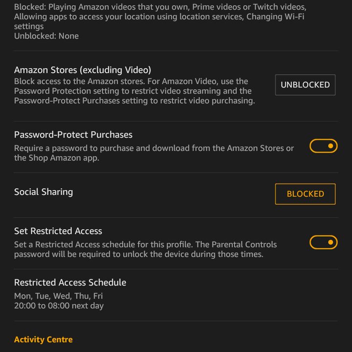 Amazon Fire Parental Controls