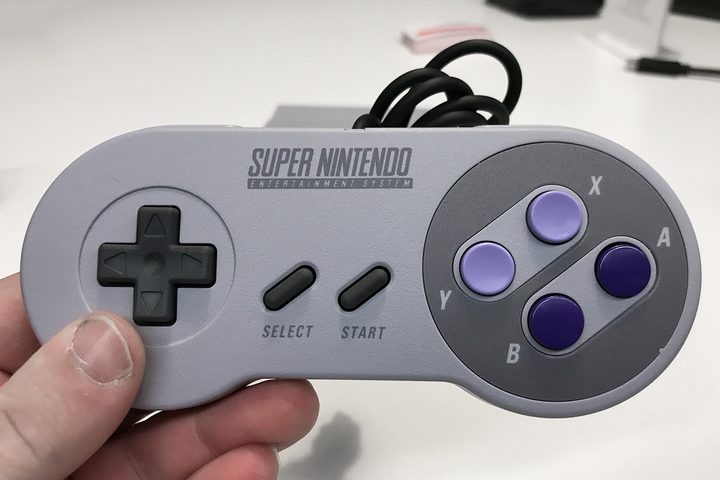 SNES Classic hands on review controller in hand
