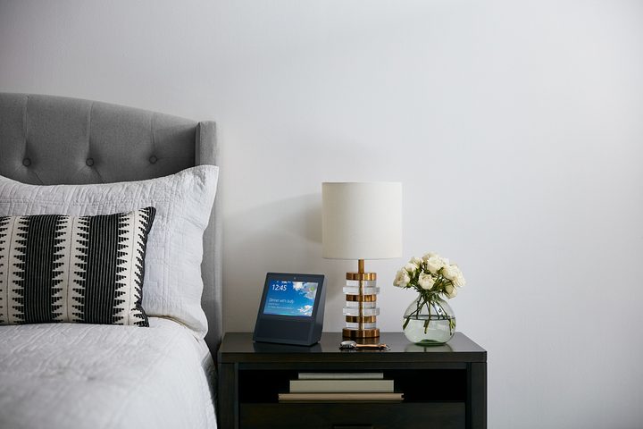 amazon echo show on bedside table