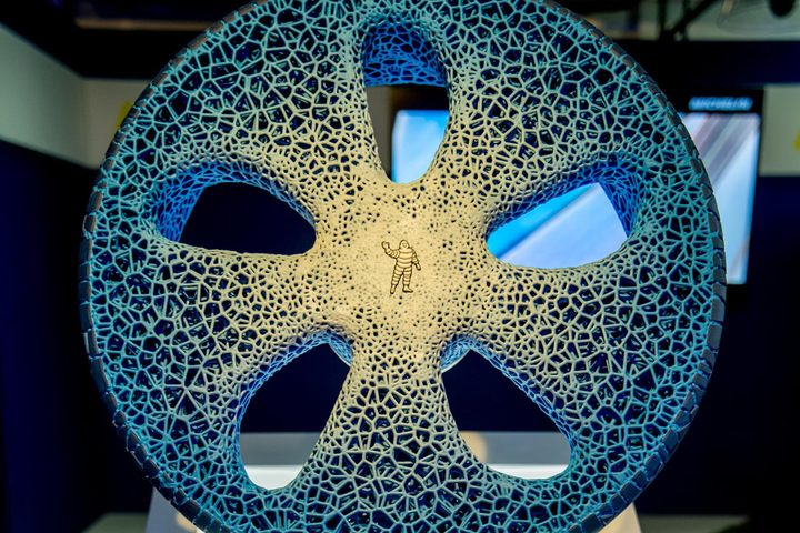 michelin visionary concept 3d printer tire text front