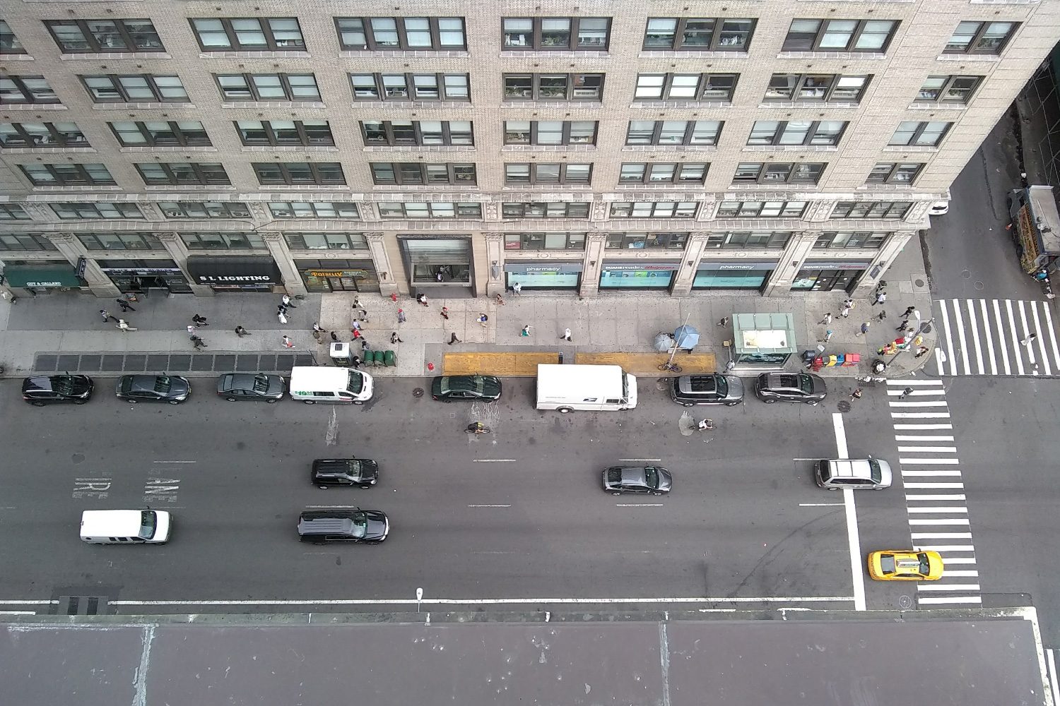 Moto E4 camera sample of a bird's eye view of street