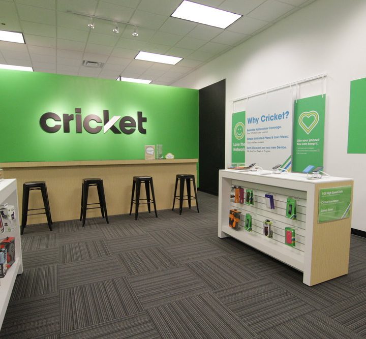Interior of a Cricket wireless retail space.