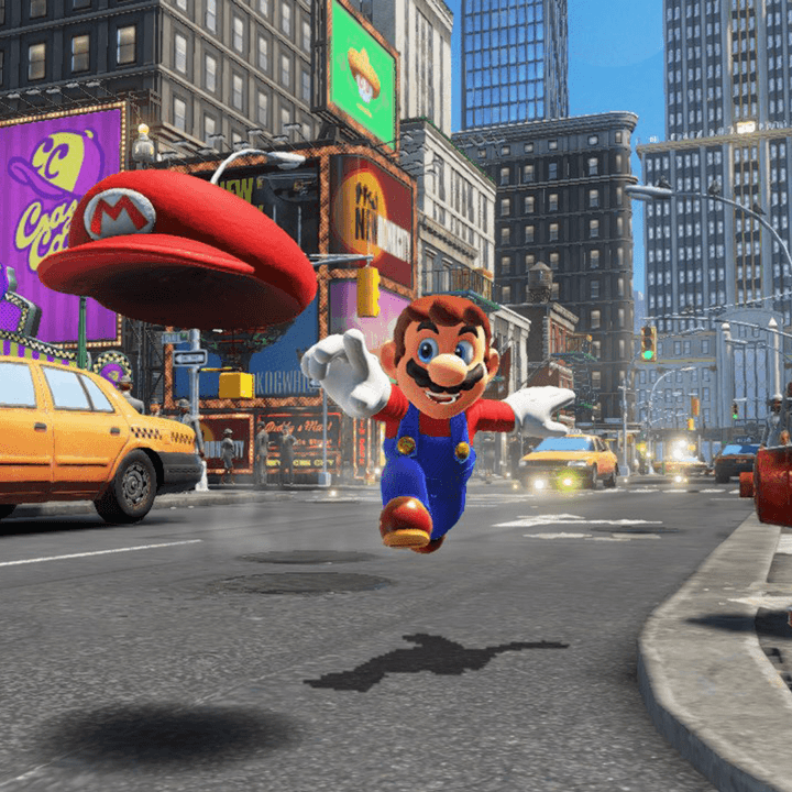 Mario throwing Cappy in Super Mario Odyssey.