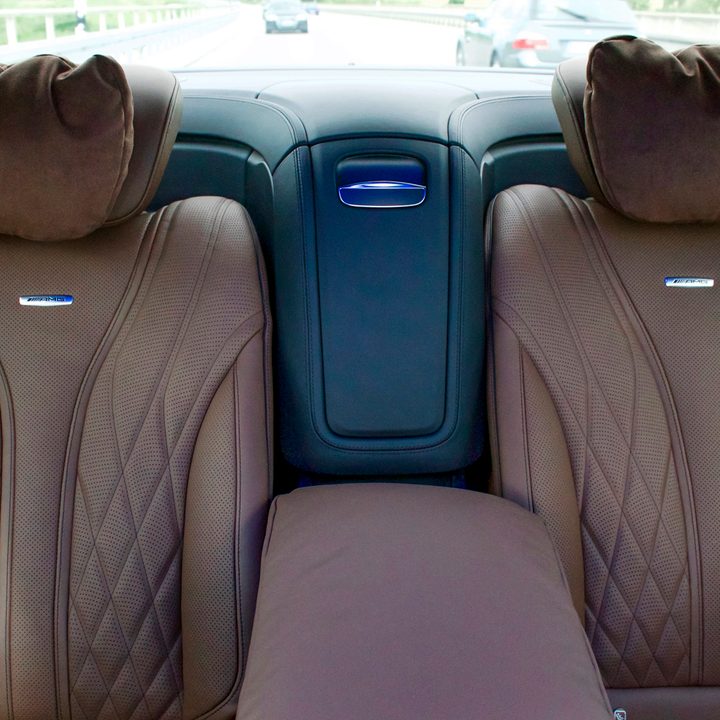 2018 Mercedes AMG S 63 straight on shot of backseat