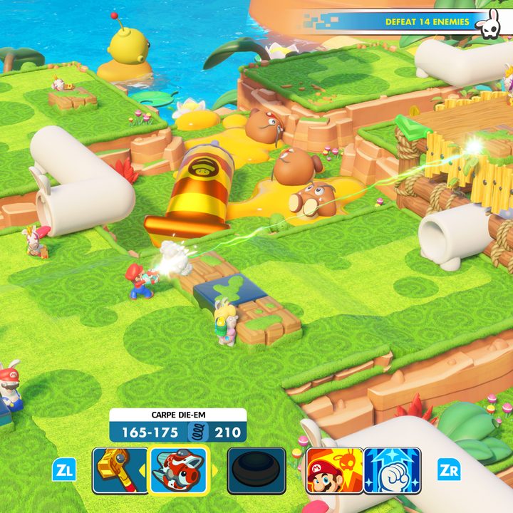 Mario and Rabbid Peach engage in battle — Mario + Rabbids Kingdom Battle