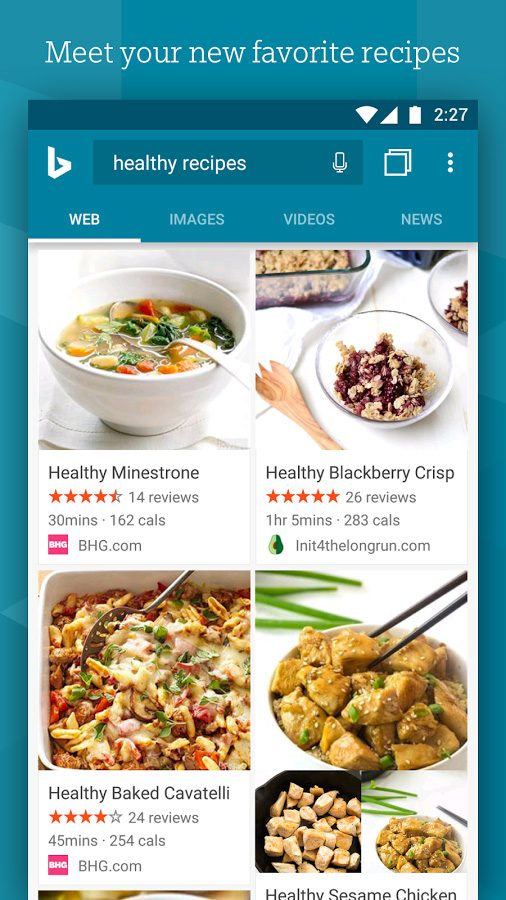 bing search app update recipes