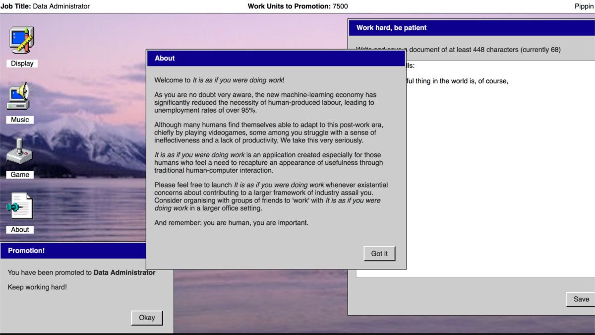 doing work browser game it is as if you were 1