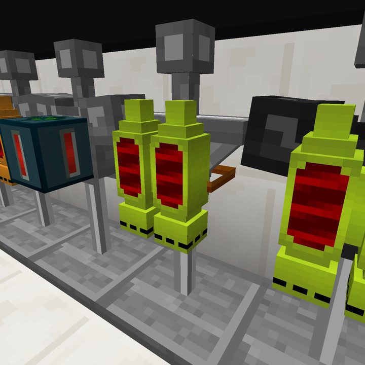 A row of different colored jetpacks.