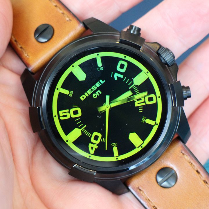 Diesel On Full Guard Smartwatch face in hand
