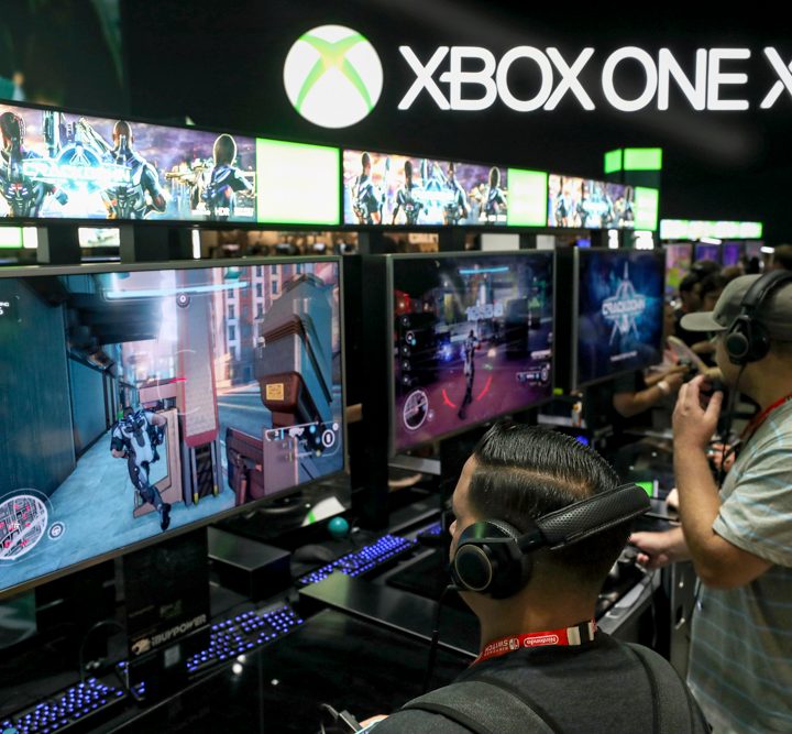Mike Ybarra interview — Gamers test 'Crackdown' on the XBox One X during the Electronic Entertainment Expo E3 at the Los Angeles Convention Center on June 13, 2017 in Los Angeles, California.