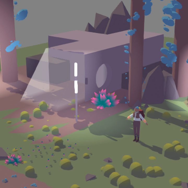 Seed Concept Art temperate forest dwelling with rocks and house