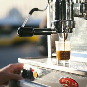 Ural sidecar motorcycle coffee shop