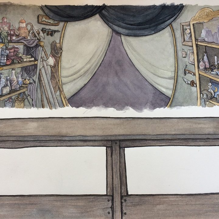 cuphead art table