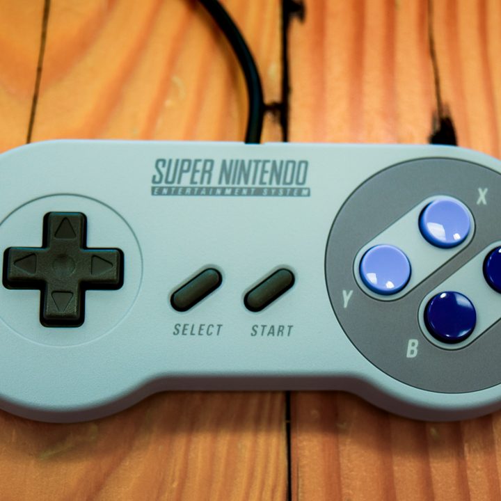 Close up of the SNES Classic Edition controller