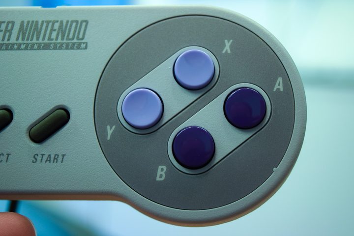 Detail shot of the right side of the SNES Classic Edition controller