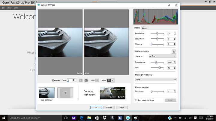 Corel PaintShop Pro 2018 review RAW